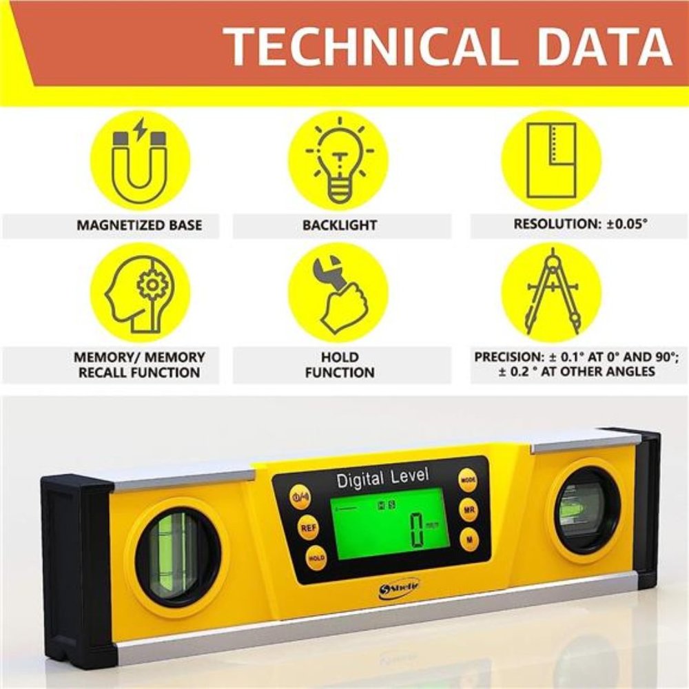Digital Magnetic Level Tool-10Inch Torpedo Level and Protractor-Master Precision - Picture 6 of 6